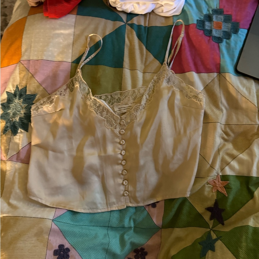Urban Outfitters gold button up slip cami